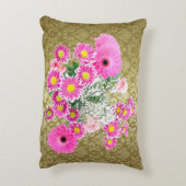ピンクフローラ配置金ゴールドダマスク アクセントクッション (裏面(縦))