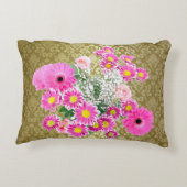 ピンクフローラ配置金ゴールドダマスク アクセントクッション (裏面)