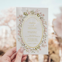 ピンクフローラ野草植物性結婚金ゴールド