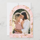 ピンクフローラ金ゴールドエッフェルタワーネイビーブライダルシャワー 招待状 (裏面)