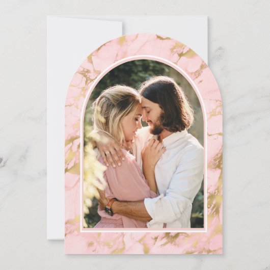 ピンクフローラ金ゴールドエッフェルタワーネイビーブライダルシャワー 招待状 (裏面)