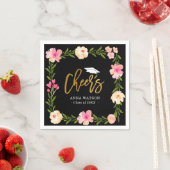 ピンクフローラ金ゴールドカスタム応援卒業パーティー スタンダードカクテルナプキン (インサイチュ)