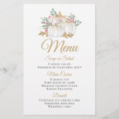 ピンクフローラ金ゴールドカボチャ秋の結婚式メニュー (正面)