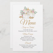 ピンクフローラ金ゴールドカボチャ秋の結婚式メニュー (正面/裏面)