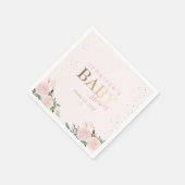ピンクフローラ金ゴールドガールベビーシャワー スタンダードカクテルナプキン (角)