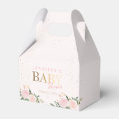 ピンクフローラ金ゴールドガールベビーシャワー フェイバーボックス (正面サイド)