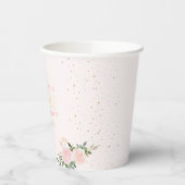 ピンクフローラ金ゴールドガールベビーシャワー 紙コップ (左)