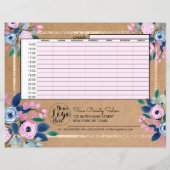 ピンクフローラ金ゴールドクラフト紙ビジネスアポイントメント (裏面)