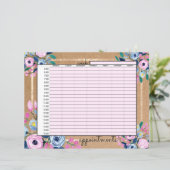 ピンクフローラ金ゴールドクラフト紙ビジネスアポイントメント (スタンド正面)