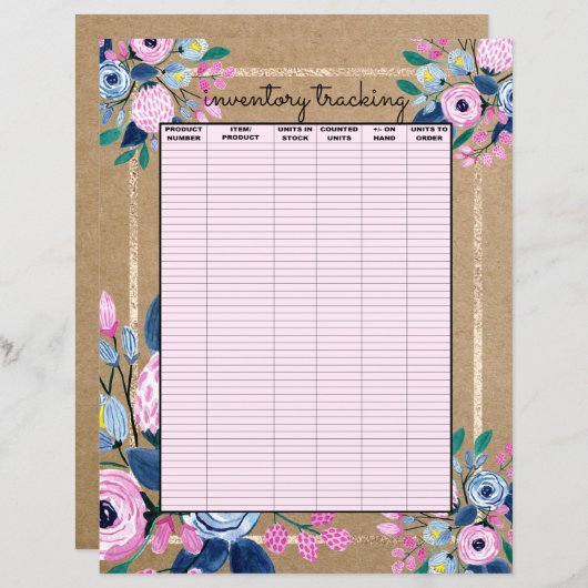 ピンクフローラ金ゴールドクラフト紙事業在庫 (正面/裏面)