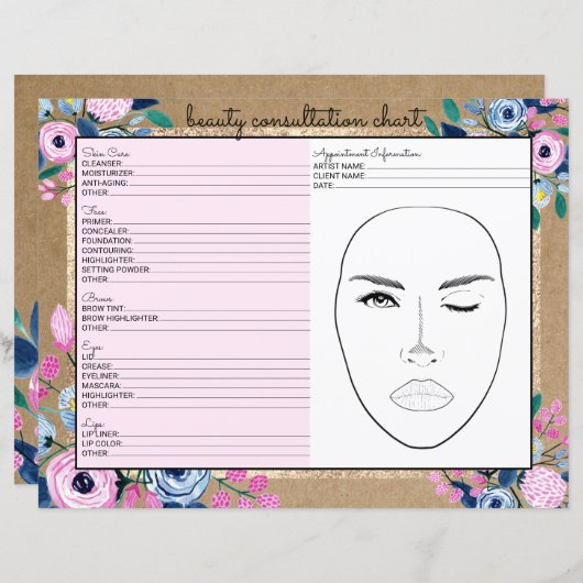 ピンクフローラ金ゴールドクラフト紙美しい相談 (正面/裏面)