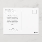 ピンクフローラ金ゴールドクロスファースト聖餐式 ポストカード (裏面)