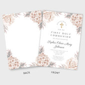 ピンクフローラ金ゴールドクロス宗教第1聖餐式 招待状