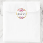 ピンクフローラ金ゴールドグラムウォーターストライプカラーありがとう ラウンドシール (バッグ)