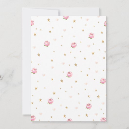 ピンクフローラ金ゴールドグリッターの馬の誕生日パーティー サンキューカード (裏面)