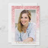 ピンクフローラ金ゴールドグリッター看護学校卒業 招待状 (裏面)