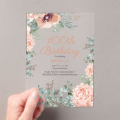 ピンクフローラ金ゴールドグリッター100thアクリル誕生日 アクリル招待状 (インサイチュ (ポータブル))