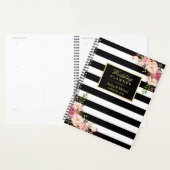 ピンクフローラ金ゴールドストライプ白黒結婚ズ プランナー手帳 (ディスプレー)