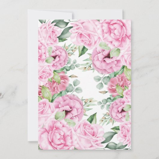 ピンクフローラ金ゴールドヌエストラスペインのボダ結婚ズ 招待状 (裏面)