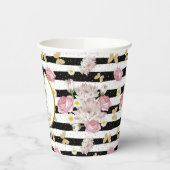 ピンクフローラ金ゴールドバタフカスタムライ誕生日 紙コップ (左)