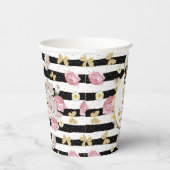 ピンクフローラ金ゴールドバタフカスタムライ誕生日 紙コップ (右)