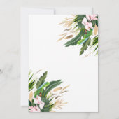 ピンクフローラ金ゴールドバルーンキュート熱帯ベビーシャワー 招待状 (裏面)