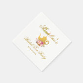 ピンクフローラ金ゴールドブライダルシャワーティーパーティー スタンダードカクテルナプキン (角)