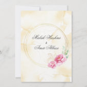 ピンクフローラ金ゴールドベージュデザインイスラーム結婚ズ 招待状 (裏面)