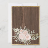 ピンクフローラ金ゴールド縁ど田舎の木のベビーシャワー 招待状 (裏面)