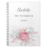 ピンクフローラ銀葉の白エレガント名 ノートブック (正面)