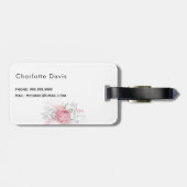 ピンクフローラ銀葉の白エレガント名 ラゲッジタグ (裏面横)