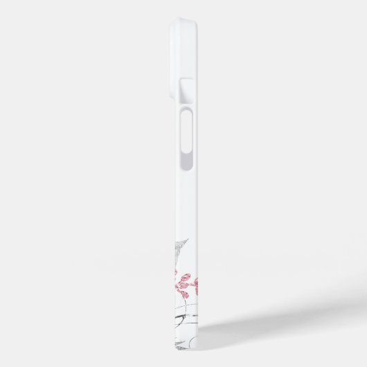 ピンクフローラ銀葉の白エレガント名 Case-Mate iPhoneケース (裏面 / 左)