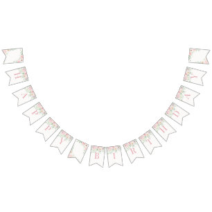 ピンクフローラ開花アジサイ誕生日 バンティングフラッグ