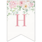 ピンクフローラ開花アジサイ誕生日 バンティングフラッグ (第2の旗)