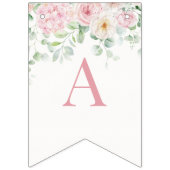 ピンクフローラ開花アジサイ誕生日 バンティングフラッグ (第3の旗)