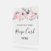 ピンクフローラ開花ブライダルシャワーレシピカード アクリルサイン (傾斜)