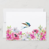 ピンクフローラ開花芸術的ブライダルシャワー 招待状 (裏面)