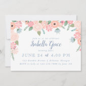 ピンクフローラ開花誕生日パーティー 招待状 (正面)