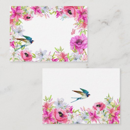 ピンクフローラ開花 芸術的 ノートカード (正面/裏面)