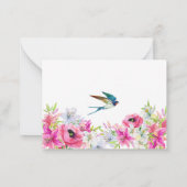 ピンクフローラ開花 芸術的 ノートカード (裏面)