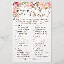 ピンクフローラ電話シャワーゲームカードの内容