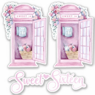 ピンクフローラ電話ブース お菓子16 シール