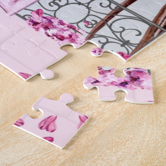 ピンクフローラ電話ブーパーソナライズされたス ジグソーパズル (側面)