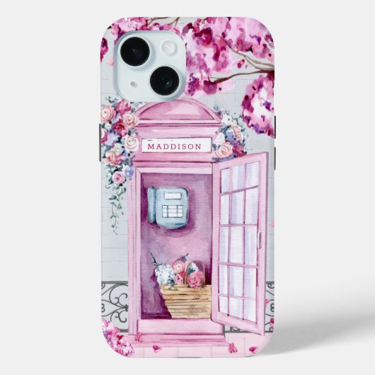 ピンクフローラ電話ブーパーソナライズされたス Case-Mate iPhoneケース (裏面)