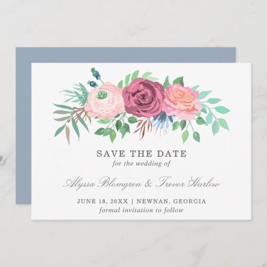 ピンクフローラ非結婚写真 セーブザデート (正面/裏面)