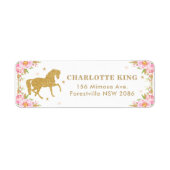 ピンクフローラ馬誕生日ベビーシャワーアドレス ラベル (正面)