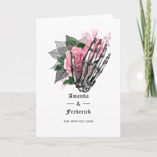 ピンクフローラ骨格ゴシック結婚式 プログラム (正面)