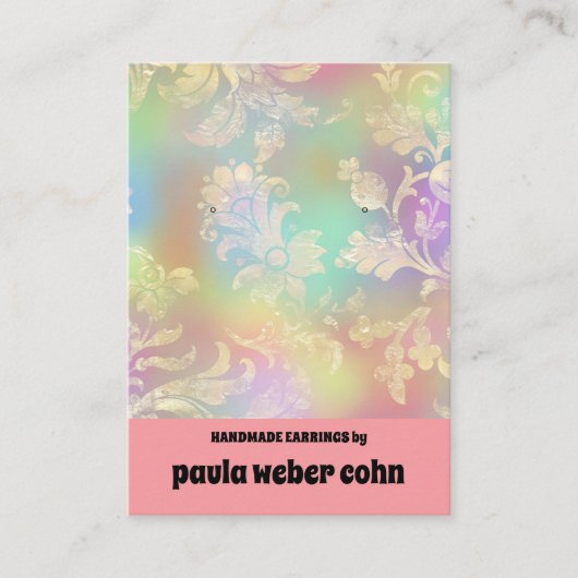 ピンクフローラ高級イヤリングディスプレイビジネスカード 名刺 (正面)