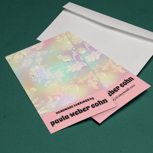 ピンクフローラ高級イヤリングディスプレイビジネスカード 名刺