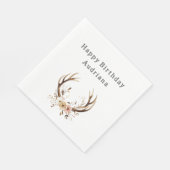 ピンクフローラ鹿〔雄ジカの〕枝角 パーソナライズされた スタンダードランチョンナプキン (角)